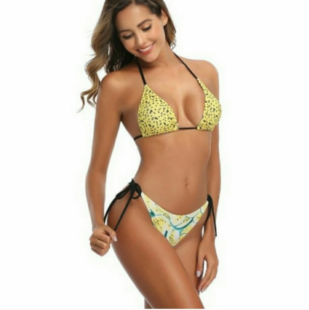 Melon Print 2-PC String Tie Bikini Swimsuit